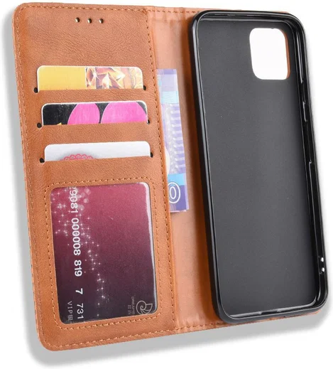 Google Pixel 4 Vintage Portemonnee Hoesje Bruin afbeelding 4