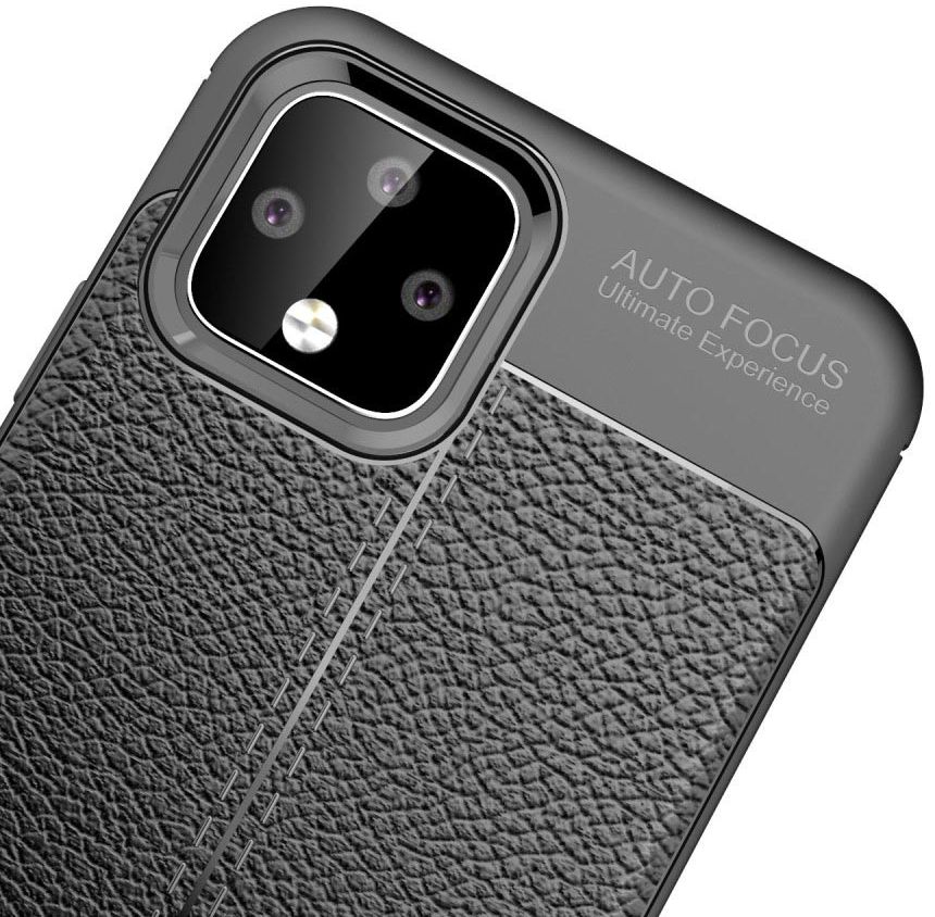 Google Pixel 4 Hoesje met Lederen Coating Zwart afbeelding 5