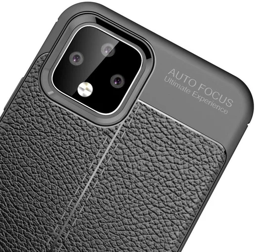 Google Pixel 4 Hoesje met Lederen Coating Zwart afbeelding 5