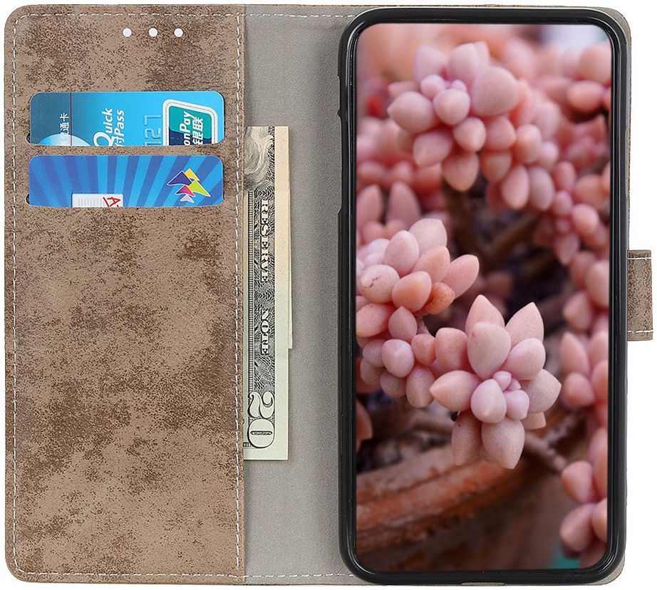 Motorola Moto E6s / E6 Plus Retro Portemonnee Hoesje Bruin afbeelding 1