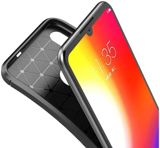 Motorola Moto E6s / E6 Plus Siliconen Carbon Hoesje Zwart afbeelding 2