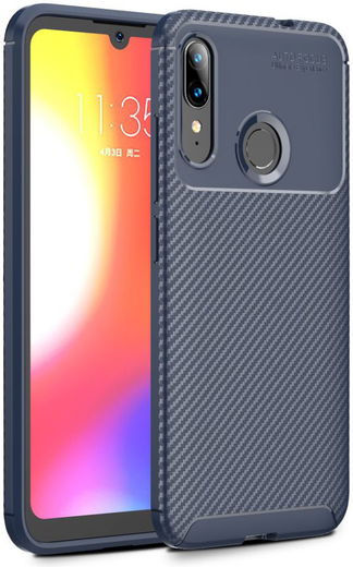 Motorola Moto E6s / E6 Plus Siliconen Carbon Hoesje Blauw afbeelding 1