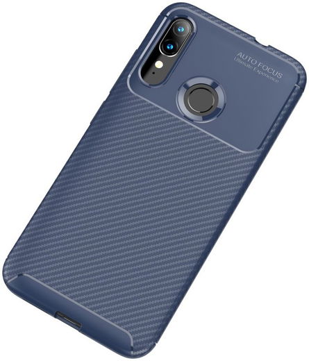 Motorola Moto E6s / E6 Plus Siliconen Carbon Hoesje Blauw afbeelding 2