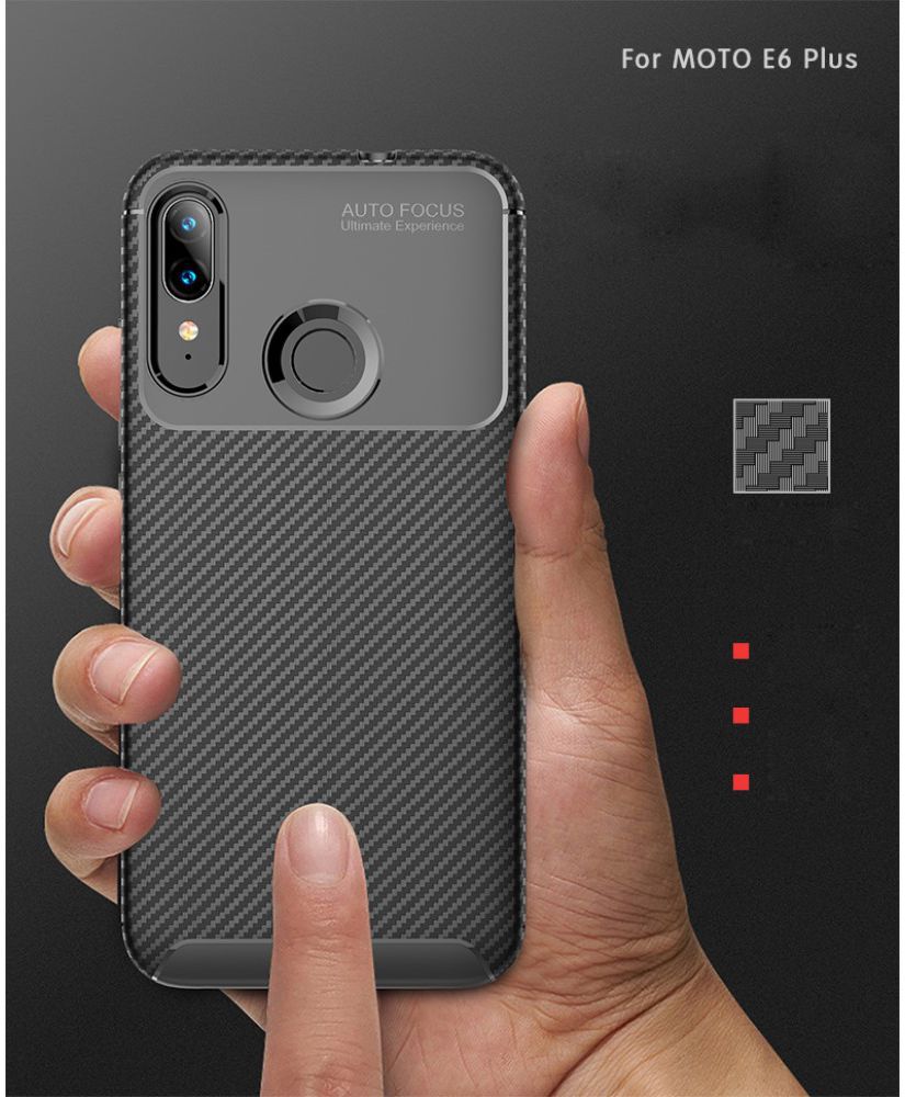 Motorola Moto E6s / E6 Plus Siliconen Carbon Hoesje Blauw afbeelding 6