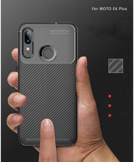 Motorola Moto E6s / E6 Plus Siliconen Carbon Hoesje Blauw afbeelding 6