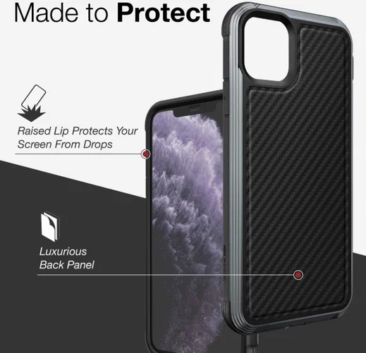 Raptic Lux Apple iPhone 11 Pro Max Hoesje Carbon Fiber Zwart afbeelding 12