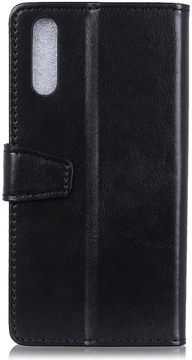 Sony Xperia 5 Litchi Skin Portemonnee Hoesje Zwart afbeelding 2