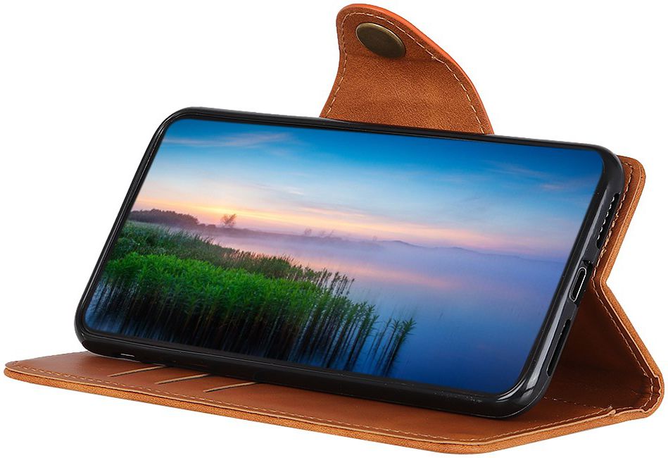 Sony Xperia 5 Vintage Portemonnee Hoesje met Drukknoop Sluiting Bruin afbeelding 2