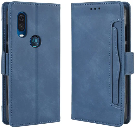 Motorola One Vision Portemonnee Hoesje Met Kaarthouder Blauw afbeelding 2