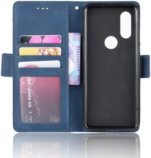 Motorola One Vision Portemonnee Hoesje Met Kaarthouder Blauw afbeelding 5
