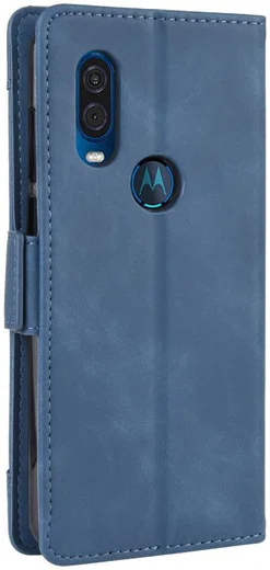 Motorola One Vision Portemonnee Hoesje Met Kaarthouder Blauw afbeelding 7