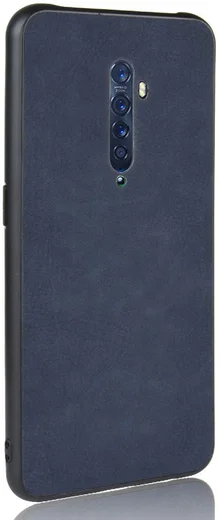 Oppo Reno 2 Hoesje met Kunstleer Coating Blauw afbeelding 2
