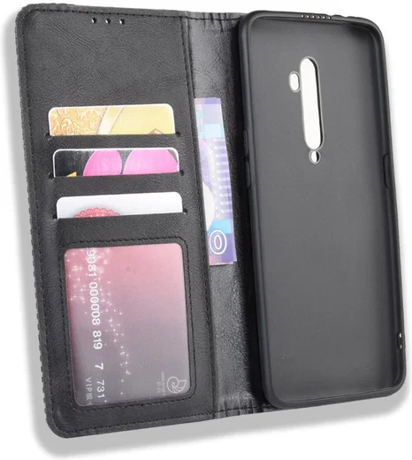 Oppo Reno 2 Stijlvol Vintage Portemonnee Hoesje Zwart afbeelding 2
