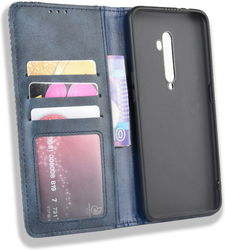 Oppo Reno 2 Stijlvol Vintage Portemonnee Hoesje Blauw afbeelding
