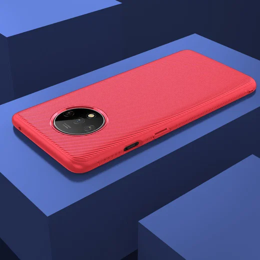 OnePlus 7T Twill Slim Texture Back Cover Rood afbeelding 8