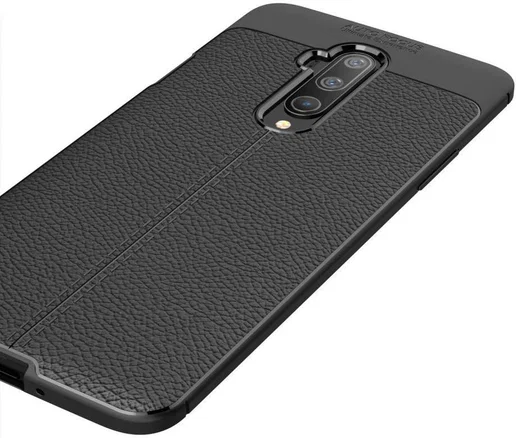 OnePlus 7T Pro Litchi Leren Textuur TPU Hoesje Zwart afbeelding 11