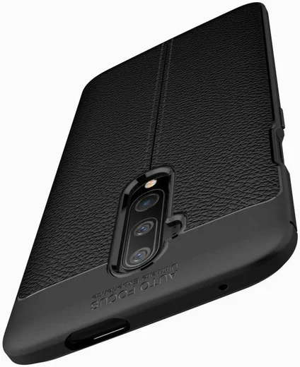 OnePlus 7T Pro Litchi Leren Textuur TPU Hoesje Zwart afbeelding 7