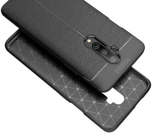 OnePlus 7T Pro Litchi Leren Textuur TPU Hoesje Zwart afbeelding 9
