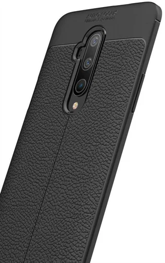 OnePlus 7T Pro Litchi Leren Textuur TPU Hoesje Zwart afbeelding 10