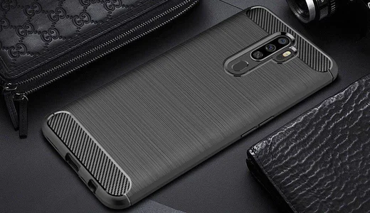 Oppo A5 / A9 (2020) Geborsteld TPU Hoesje Zwart afbeelding 2
