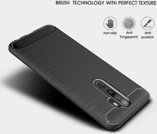 Oppo A5 / A9 (2020) Geborsteld TPU Hoesje Zwart afbeelding 6
