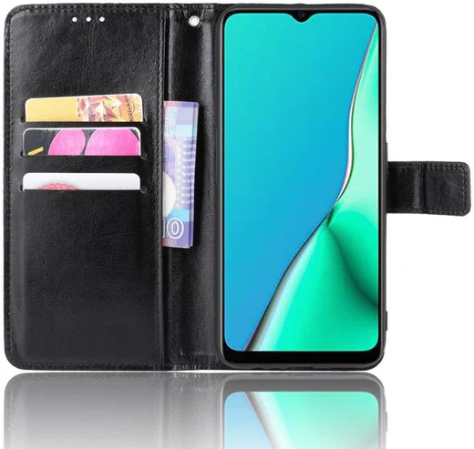 Oppo A5 / A9 (2020) Hoesje Portemonnee Kunstleer Zwart afbeelding 1