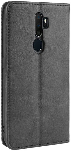Oppo A5 / A9 (2020) Retro Stijl kunstlederen Portemonnee Hoesje Zwart afbeelding 7
