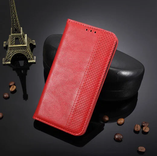 Oppo A5 / A9 (2020) Retro Stijl Kunstleren Portemonnee Hoesje Rood afbeelding 3