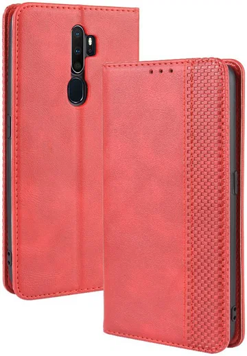 Oppo A5 / A9 (2020) Retro Stijl Kunstleren Portemonnee Hoesje Rood afbeelding 9