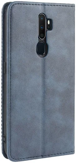Oppo A5 / A9 (2020) Retro Stijl Kunstleren Portemonnee Hoesje Blauw afbeelding 7