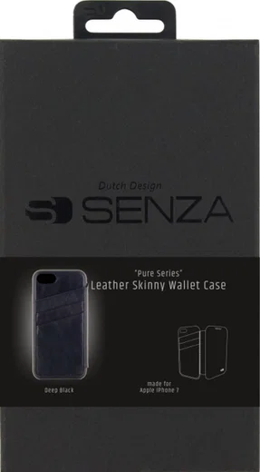 Senza Pure Apple iPhone SE (2020) Hoesje Dun Leren Wallet Case Zwart afbeelding 6