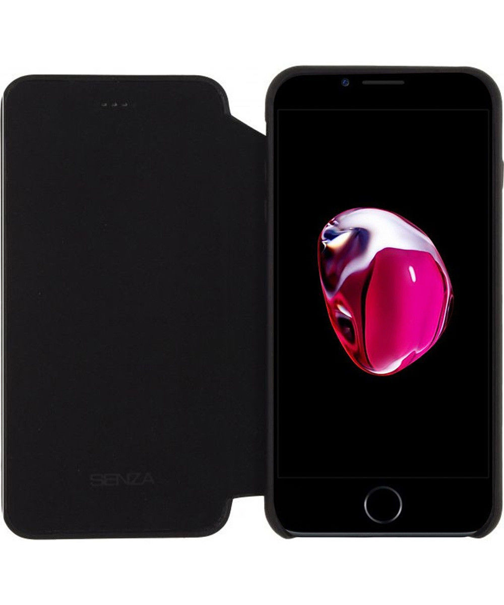 Senza Pure Apple iPhone SE (2020) Hoesje Dun Leren Wallet Case Zwart afbeelding 1