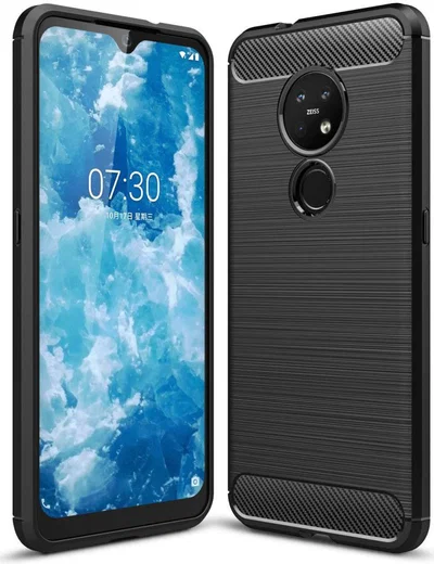 Nokia 6.2 / 7.2 Geborsteld TPU Hoesje Zwart afbeelding 1