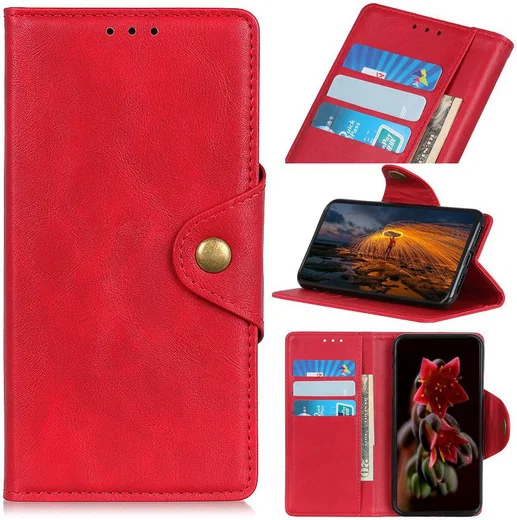 Motorola Moto E6s / E6 Plus Vintage Portemonnee Hoesje Drukknoop Rood afbeelding 12