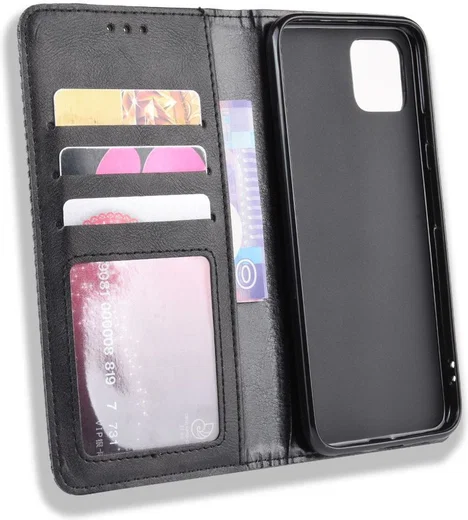 Google Pixel 4 XL Hoesje Retro Wallet Book Case Kunst Leer Zwart afbeelding 6