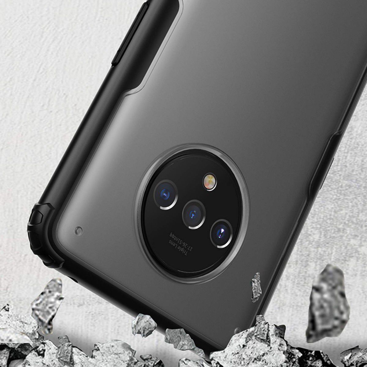OnePlus 7T Slim Fit Hybride Hoesje Transparant/Zwart afbeelding 3