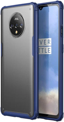 OnePlus 7T Slim Fit Hybride Hoesje Transparant/Blauw afbeelding 1