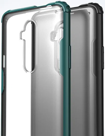OnePlus 7T Pro Slim Fit Hybride Hoesje Transparant/Midnight Green afbeelding 2