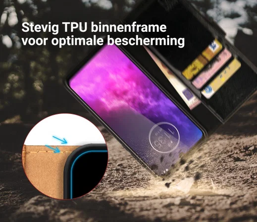 Rosso Element Motorola One Zoom Hoesje Book Cover Zwart afbeelding 8