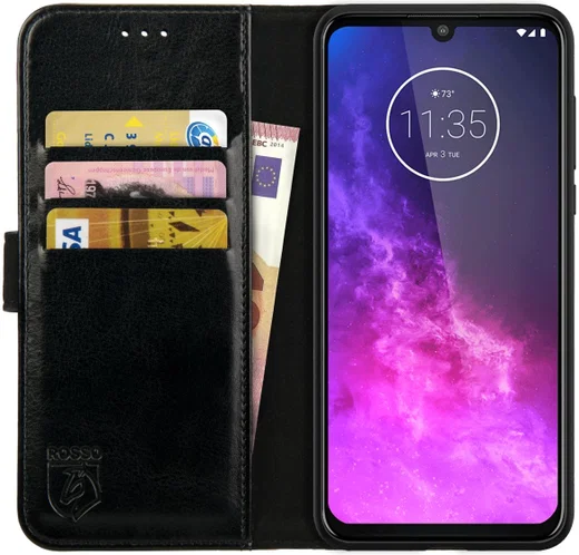 Rosso Element Motorola One Zoom Hoesje Book Cover Zwart afbeelding 1