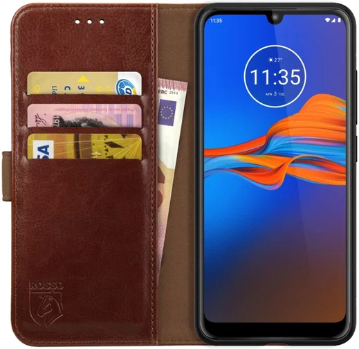 Rosso Element Motorola Moto E6s / E6 Plus Hoesje Book Cover Bruin afbeelding 1