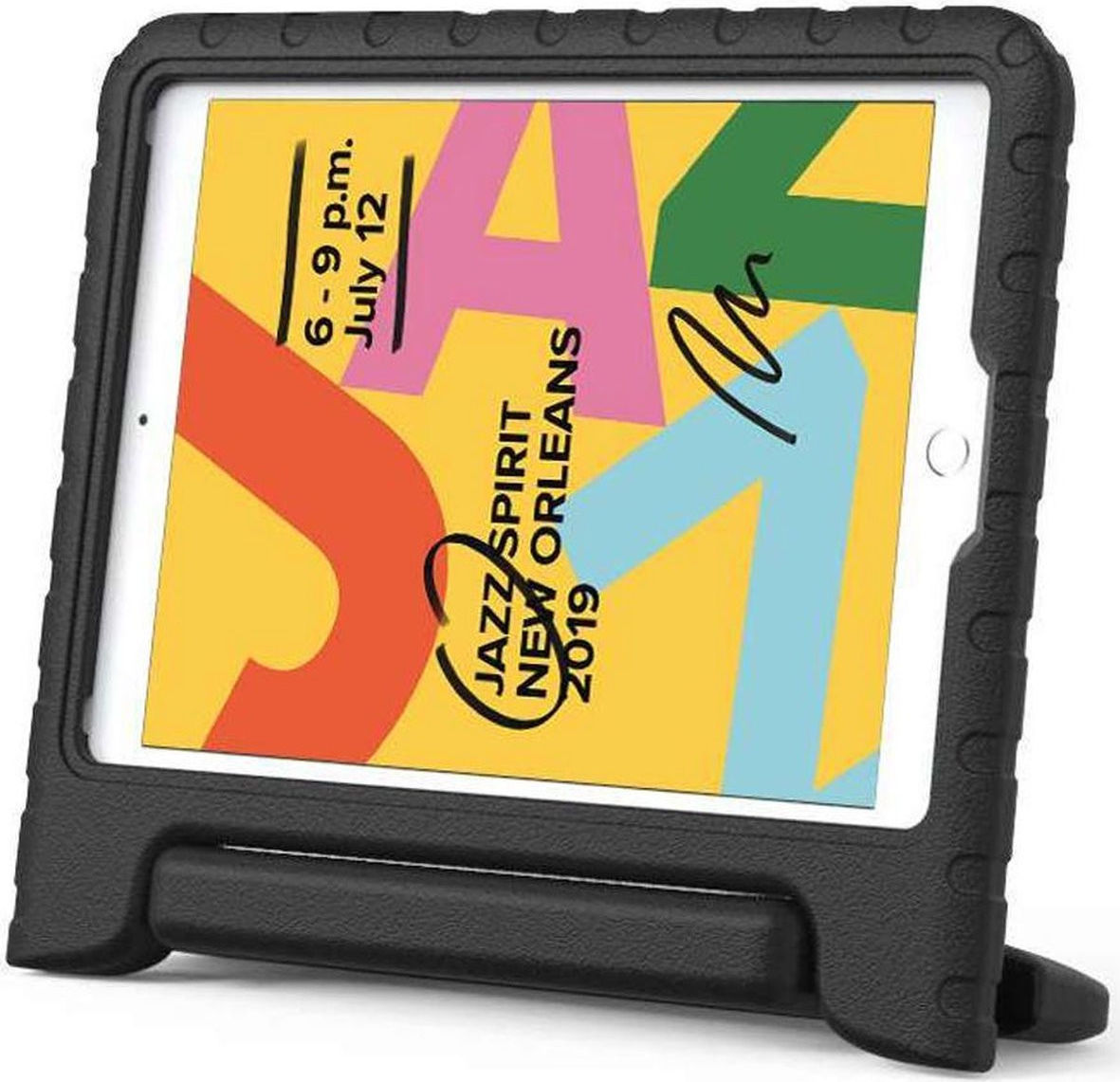 iPad 10.2 2019 / 2020 / 2021 Kinder Tablethoes met Handvat Zwart afbeelding 2