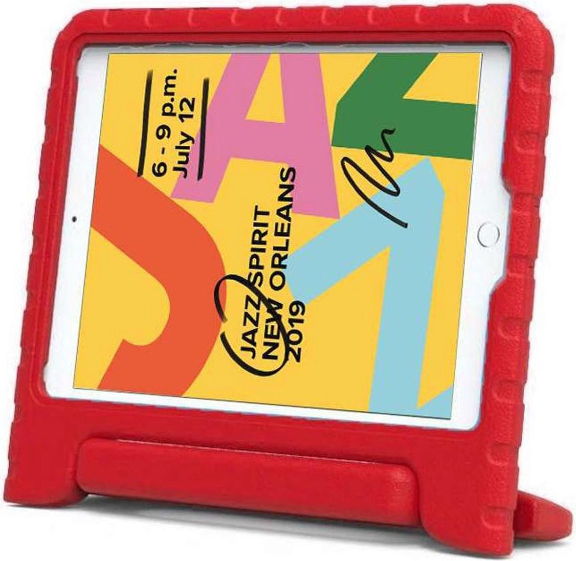 iPad 10.2 2019 / 2020 / 2021 Kinder Tablethoes met Handvat Rood afbeelding 2