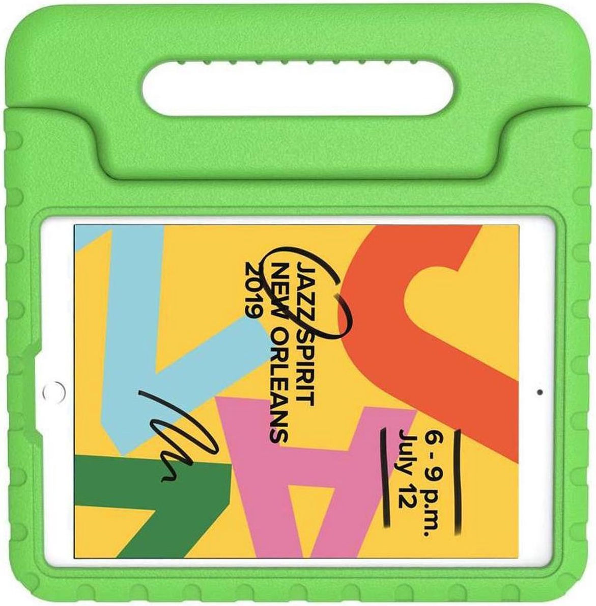 iPad 10.2 2019 / 2020 / 2021 Kinder Tablethoes met Handvat Groen afbeelding 1