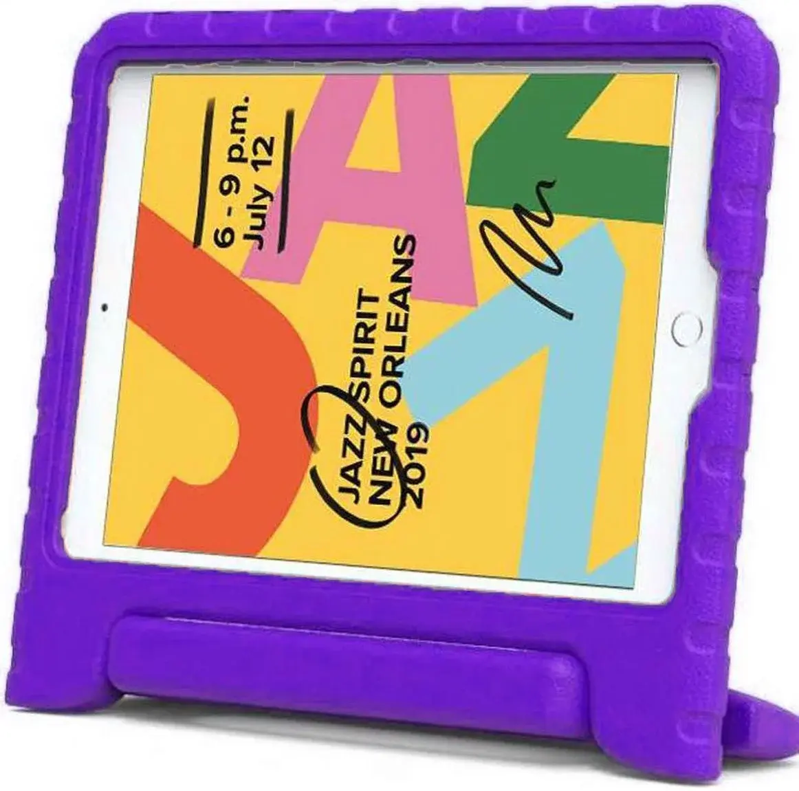 iPad 10.2 2019 / 2020 / 2021 Kinder Tablethoes met Handvat Paars afbeelding 2