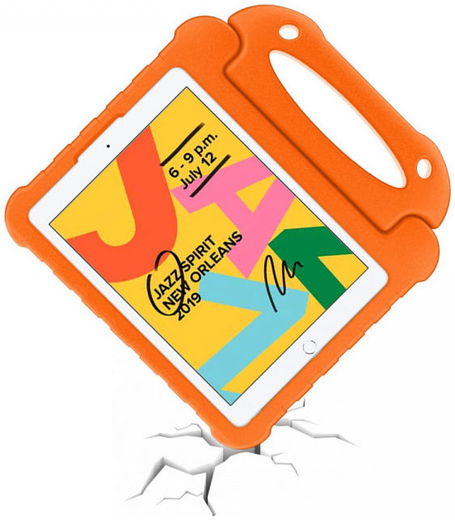 iPad 10.2 2019 / 2020 / 2021 Kinder Tablethoes met Handvat Oranje afbeelding 6