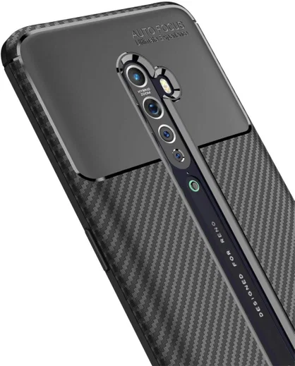 Oppo Reno 2 Siliconen Carbon Hoesje Zwart afbeelding 2