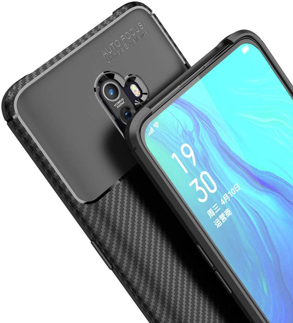 Oppo Reno 2 Siliconen Carbon Hoesje Zwart afbeelding 5