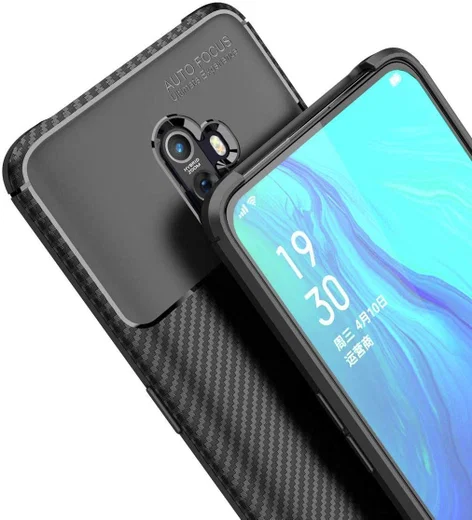 Oppo Reno 2 Siliconen Carbon Hoesje Zwart afbeelding 5