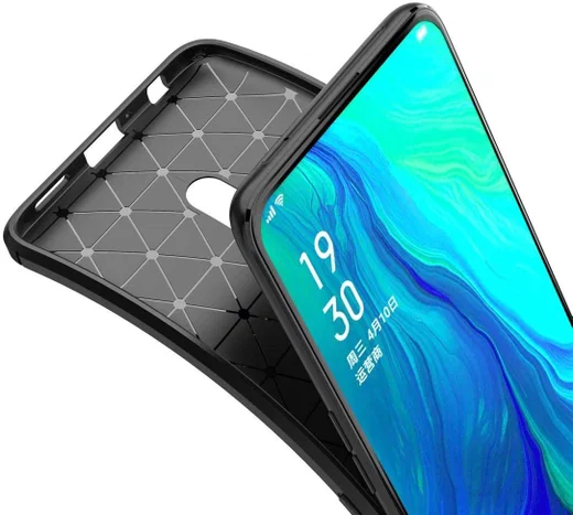 Oppo Reno 2 Siliconen Carbon Hoesje Zwart afbeelding 6